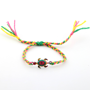 Produttori di Yiwu di Alta qualità Boho Regolabile Fascino Della Treccia della Corda Variopinta Della Lega <span class=keywords><strong>Tartaruga</strong></span> Cuckold Pendente Del Braccialetto - Product Image 2