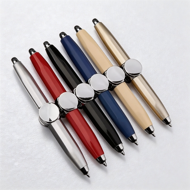 Custom Logo Multi-Function Rotating LED Metal Fidget Spinner Pen Hand-Creative Ballpoint Pen Spinning Mod Business Plastic