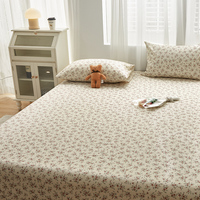 Vente en gros de draps housse 100% coton lot de 3 pièces draps de lit imprimés floraux doux et respirants taie d'oreiller en Percale tissée pour le salon
