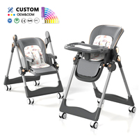 Chaise haute bébé multifonctionnelle pliable à prix d'usine, Trona Seggiolone réglable en hauteur avec dossier, double plateau, 4 roues, vente en gros OEM