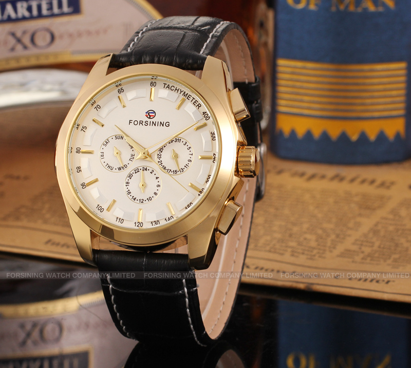 FORSINING 6625 элегантные китайские мужские механические часы Оригинальный Кожаный Ремешок Водонепроницаемые многофункциональные деловые часы