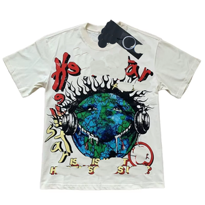 <span class=keywords><strong>T-shirt</strong></span> Décontracté et Tendance à Manches Courtes Homme Femme 100 % Coton 260 Grammes Beau <span class=keywords><strong>Vintage</strong></span> Imprimé Hell Star Style Ample Identique - Product Image 1