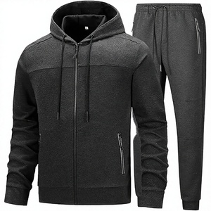 100% Polyester Fleece Hoodie Fabric <b>Plain</b> <b>Tracksuits</b> Sets Your Own Logo Sports Sweat suits for Men - Product Image 3