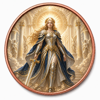 Barre commémorative en cuivre fin .999 de 1 oz, série Légende Arthurienne, avec relief 3D personnalisé du Roi Arthur et Merlin, idéale pour un cadeau.