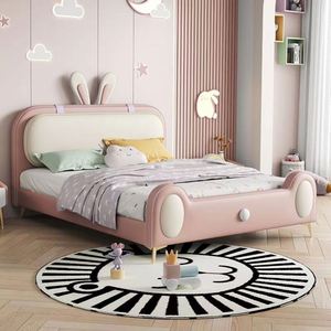 เตียงจัดเก็บของสำหรับเจ้าหญิงกระต่ายน่ารักกรอบเดียวทำจากไม้เนื้อแข็งเฟอร์นิเจอร์ห้องนอนสำหรับเด็กผู้หญิงหรูหรา - Product Image 3