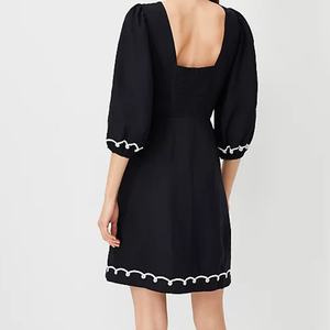 Vestidos de Lino Nuevos de Fabricante Original para Mujer, Moda de Verano, Holgados, de Cintura Alta, Mini, Casuales, Bordados, de Algodón - Product Image 2