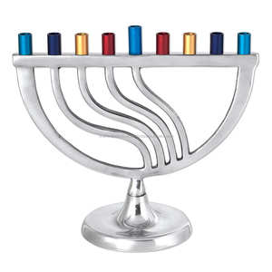 Menorá de Hanukkah de Metal Martillado Multicolor Vintage para el Rincón de Oración del Sabado, Decoración Navideña, Marca Shah, Tamaño Personalizado - Product Image 4