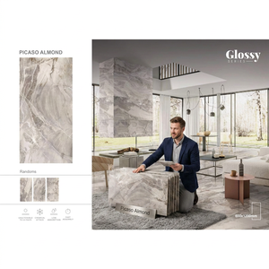 Dark Gray Marble Look Porcelain Tiles 24x48 Inch Polished <b>Floor</b> Wall for Commercial Interiors - Product Image 4