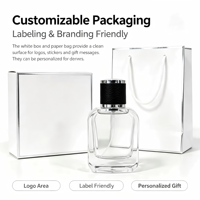 Flacon en verre carré 50ml 100ml en promotion, vaporisateur atomiseur plat, sérigraphie, emballage de luxe, parfum marque TS