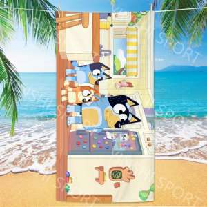 Blueys dibujos animados personalizado blueys dibujos animados viaje verano estampado secado rápido gran tamaño arena libre grande <span class=keywords><strong>Toalla</strong></span> de playa para mujeres niños - Product Image 4