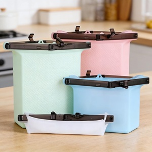 Sac de conservation alimentaire en silicone réutilisable et écologique, personnalisable, avec fermeture à pression et support – Vente en gros - Product Image 1