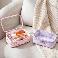 Trousse de Maquillage Transparente Grande Capacité en PVC Imprimé Nœud Papillon Coquette – Organisateur de Maquillage et Trousse de Toilette de Voyage