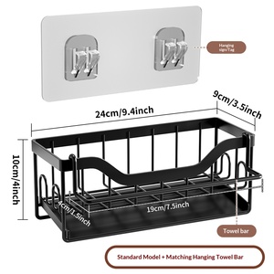 Support de <span class=keywords><strong>rangement</strong></span> mural sans perçage pour évier de cuisine en métal, organisateur de comptoir pour éponges et chiffons – Offre Spéciale - Product Image 5