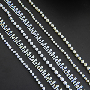 Guirlande de perles rouge vif, rouleau de 5 m, bordure perlée blanche pour décorations de mariage et de Noël - Product Image 3