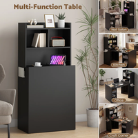 Table de manucure murale avec grand rangement et station de charge intégrée, table pliante multifonctionnelle pour la maison, le salon ou le bureau