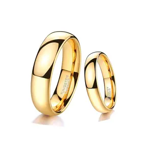 POYA थोक 4mm 6mm 8mm 2mm सोना मढ़वाया टंगस्टन सरल मिलान शादी की अंगूठी पुरुषों महिलाओं