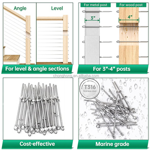 Tendeur de câble de 1/8 po pour garde-corps de terrasse, à sertissage manuel, avec tige filetée, embout de tension pour poteaux en bois/métal 4x4 et 2x2 - Product Image 4