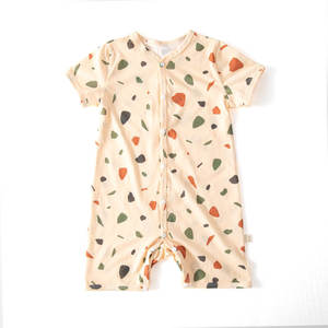 Nouveau-né surdimensionné fille garçon vache dinosaure t-shirt haute qualité personnalisé bambou Spandex à manches courtes bambou bulle bébé barboteuse - Product Image 5