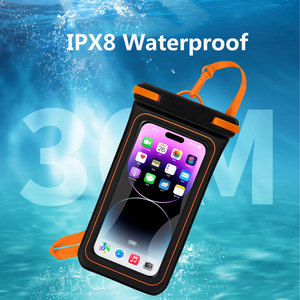 Funda impermeable para teléfono con correa desmontable, funda de PVC de 19cm para nadar, bolsa universal para teléfono móvil, azul y naranja - Product Image 4