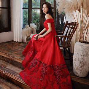 2020 <span class=keywords><strong>Amanda</strong></span> Novias فاخرة بكسرات حمراء مع حمالات كتف مكشوفة, - Product Image 5