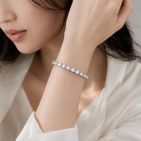 Offre Spéciale – Bracelet Tennis Unisexe en Acier Inoxydable Plaqué Rhodium avec Zircons Géométriques, Sertissage Griffe, Style Luxe Tendance – Idéal Cadeau