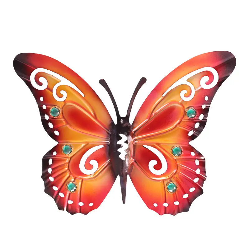 Amazon Iron art 3D butterfly Wall Decoration Outdoor Garden Courtyard Grassland decoration Metal Butterfly