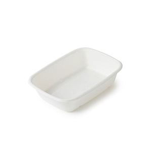 Boîte alimentaire jetable biodégradable en pulpe de bagasse de canne à sucre avec couvercle, blanche, 9''/10''/12'' - Product Image 3