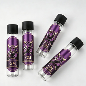 Tube à cigares en verre borosilicate personnalisé en usine, 116 mm, 120 mm, avec couvercle à sécurité enfant, tube de pré-emballage de luxe en verre avec autocollant - Product Image 1