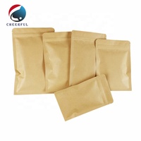 Sachets d'emballage avec fermeture à glissière en papier kraft brun uni à 3 joints latéraux doublés de papier d'aluminium plat thermoscellable alimentaire café thé