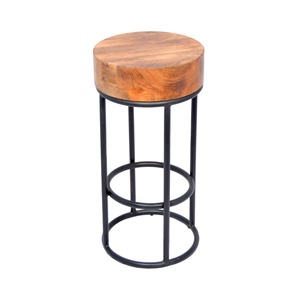 Black Metal & Wood Kitchen & Restaurant Bar <b>Stools</b> with Comfort Seat for Home Office & Hotel Use Commercial Furniture - Product Image 1