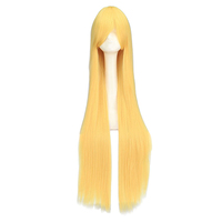 Grosir Wig Cosplay Berombak Panjang Pirang Biru Muda 100Cm Wig Kostum Pesta Anime Sintetis Cantik