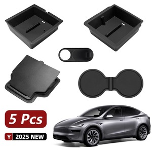 Accesorio de Almacenamiento de Doble Capa de Silicona FUXUAN para Tesla Model YL/Y/3, Caja de Almacenamiento para la Consola Central - Product Image 1