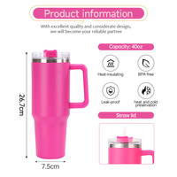 Harga Grosir Tumbler Travel Ramah Lingkungan Bebas BPA dengan Logo Kustom, 40oz, Stainless Steel, Dilengkapi Pegangan dan Sedotan, Vakum Terisolasi