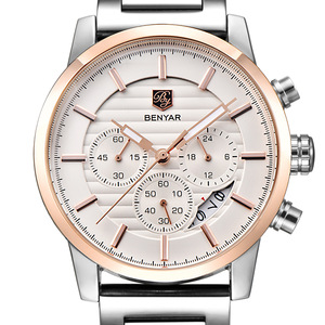 นาฬิกาควอตซ์โครโนกราฟผู้ชายแบบ OEM ODM สำหรับธุรกิจใหม่ สายหนัง กันน้ำ เรืองแสง หน้าปัดหลายส่วน พร้อมปฏิทิน - Product Image 5