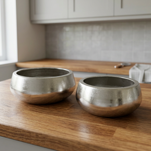 Bol à fleurs en aluminium chromé, pot décoratif, vase en métal, centre de table minimaliste, événement de mariage, écologique - Product Image 2
