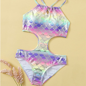 Maillot de bain une pièce pour filles 2024 Nouvelle collection <span class=keywords><strong>Sirène</strong></span> pour vacances à la source thermale, style européen et américain, maillot de bain enfant asymétrique UPF 50+ - Product Image 2