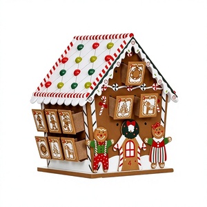 Calendario de Adviento Personalizado en Forma de Casa de Jengibre de Cartón, Rellenable, Decoración de Mesa 3D para la Cuenta Regresiva de Navidad, Proveedor Mayorista - Product Image 1