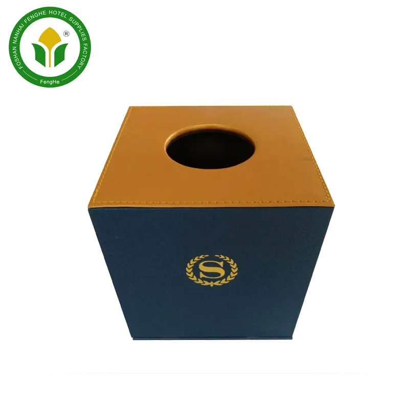 Hotel supplies multiple color and style leather tissue box wooden box