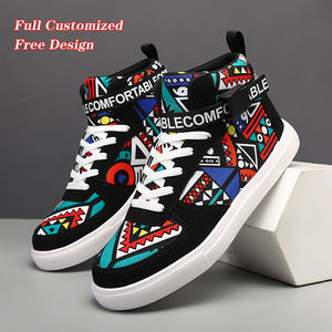 Zapatillas altas con cordones para hombre de otoño e invierno, zapatos para caminar con amortiguación antideslizante, zapatos informales estampados hechos a medida - Product Image 1