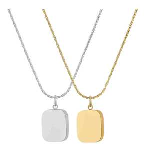 Stainless Steel <b>Square</b> Pendant Necklace <b>Mirror</b> Finish Gold Silver Color Daily Wear Gift Jewelry For Women Geometric Design - Product Image 1