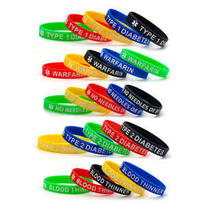 Bracelet en silicone pour diabète Bracelet en caoutchouc d'identification d'alerte médicale pour hommes et femmes Bracelet personnalisé pour enfants - Product Image 1