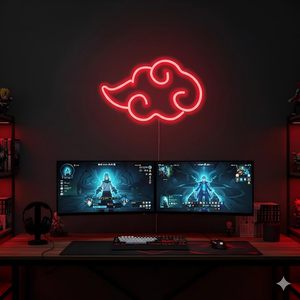 Enseigne néon LED Anime Nuage Rouge, intensité réglable, USB, décoration murale pour la maison, le centre commercial, la chambre, la salle de jeux, la mancave, les fêtes, 12x7 pouces - Product Image 6