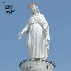 BLVE Hand geschnitzte große im Freien religiöse Our Lady Riesen Marmor Jungfrau Maria Statue Beten Sie zur Jungfrau des Libanon
