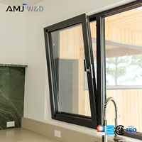 Ventana Abatible de Aluminio con Certificación CSA para Canadá, Triple Acristalamiento, Rotura de Puente Térmico, Eficiencia Energética