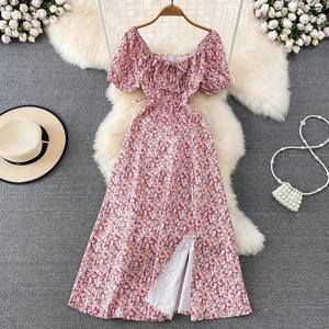 Venta caliente al por mayor de verano <span class=keywords><strong>fragmentado</strong></span> flor burbuja manga encaje hasta Sexy <span class=keywords><strong>Split</strong></span> vestido de mujer - Product Image 6