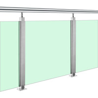 Rampe en verre en acier inoxydable 304 avec conception sans perçage, montage au sol pour escalier, balcon, plateformes intérieures et extérieures, balustrades