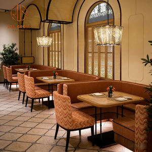 Meubles de restaurant en bois et velours pour fast-food et pizzeria, <span class=keywords><strong>table</strong></span> et banquette, sièges de banquette pour café - Vente chaude - Product Image 2