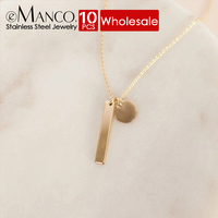 eManco 10PCS Collier délicat en acier inoxydable avec pendentif barre verticale gravable et chaîne cercle pour femme, idéal pour le bureau et le quotidien