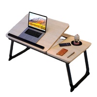 Table d'appoint pliable noire pour lit et canapé, bureau d'étude et d'écriture, table pour ordinateur portable réglable, bureau d'ordinateur pliant moulé par injection