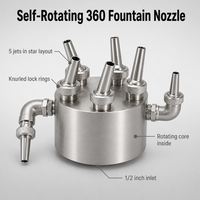 Nosel Air Mancur Bunga Bawah Air LISHI Stainless Steel 304/316, Putar, Dapat Disesuaikan, Dapat Diprogram, Rendah Kebisingan, Untuk Taman, Kolam Renang, Luar Ruangan 5